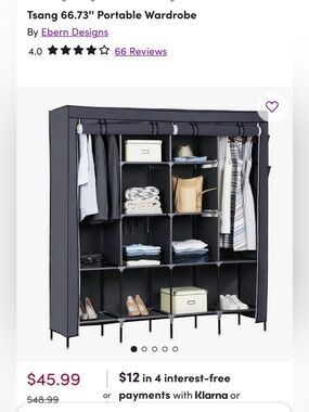 Fabric Wardrobe Organizer in Dark Gray with Multiple Cubbies